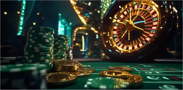 Spinning wheel with chips and money – feel the thrill!